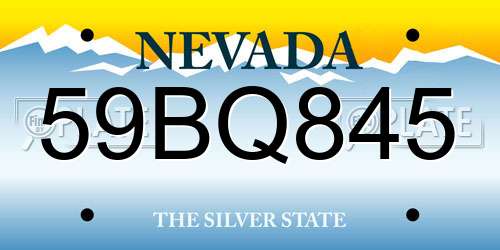 59BQ845 Nevada License Plate