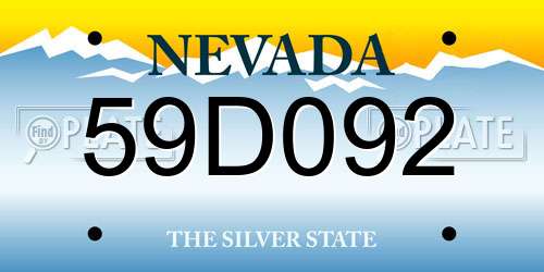 59D092 Nevada License Plate