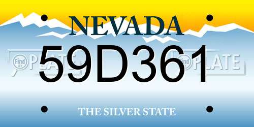 59D361 Nevada License Plate