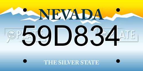 59D834 Nevada License Plate