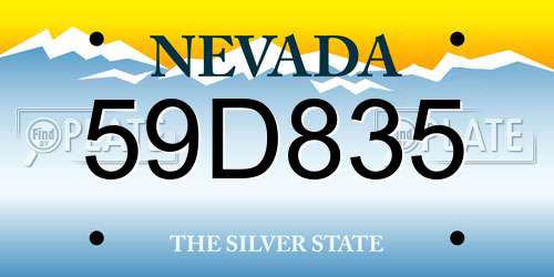 59D835 Nevada License Plate