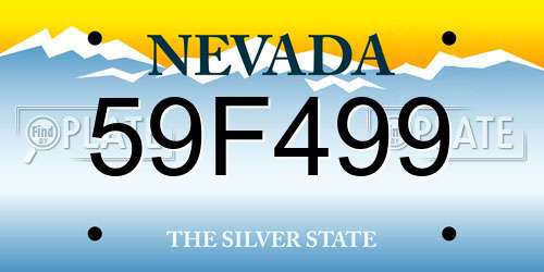 59F499 Nevada License Plate