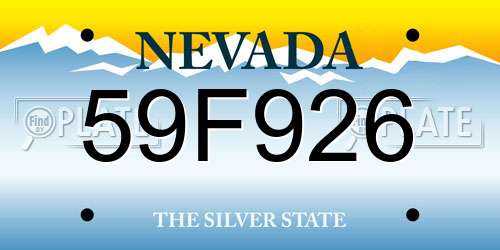 59F926 Nevada License Plate