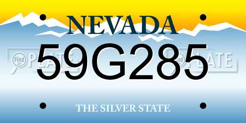 59G285 Nevada License Plate