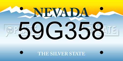 59G358 Nevada License Plate