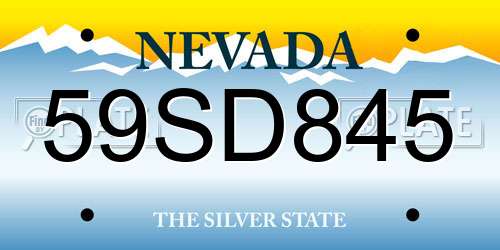 59SD845 Nevada License Plate