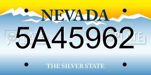 5A45962 Nevada License Plate