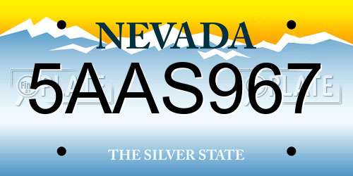 5AAS967 Nevada License Plate