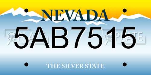 5AB7515 Nevada License Plate