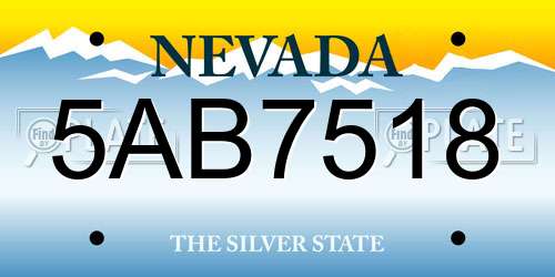 5AB7518 Nevada License Plate