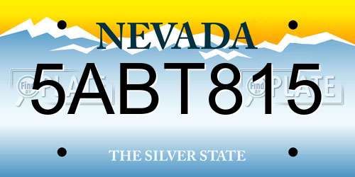 5ABT815 Nevada License Plate
