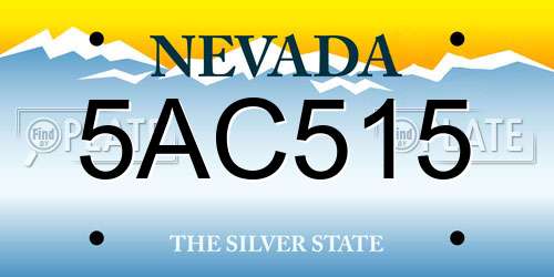 5AC515 Nevada License Plate