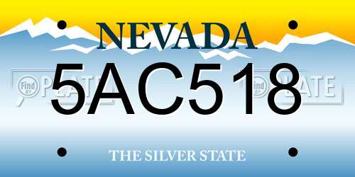 5AC518 Nevada License Plate