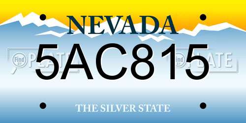 5AC815 Nevada License Plate