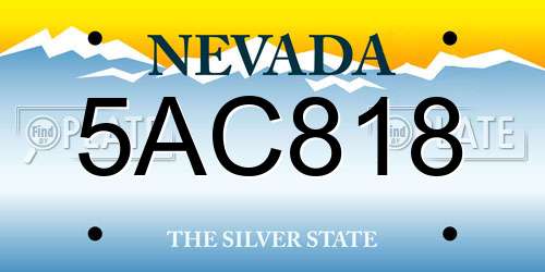 5AC818 Nevada License Plate