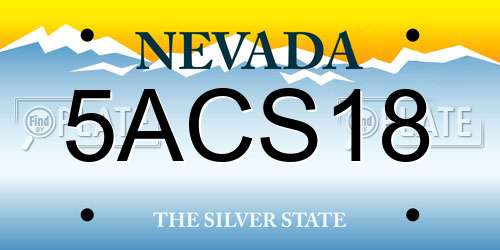 5ACS18 Nevada License Plate