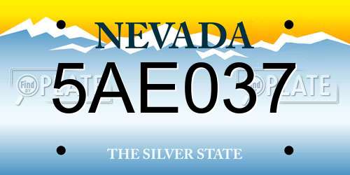 5AE037 Nevada License Plate
