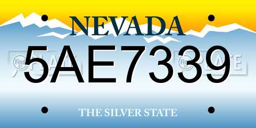 5AE7339 Nevada License Plate