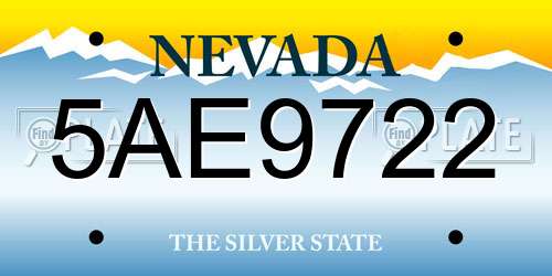 5AE9722 Nevada License Plate