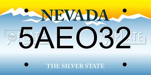 5AEO32 Nevada License Plate
