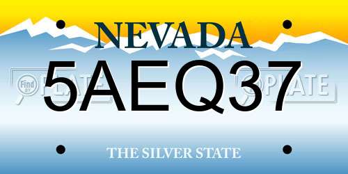 5AEQ37 Nevada License Plate