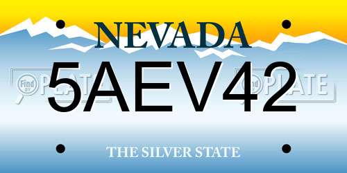 5AEV42 Nevada License Plate