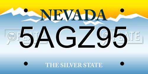 5AGZ95 Nevada License Plate