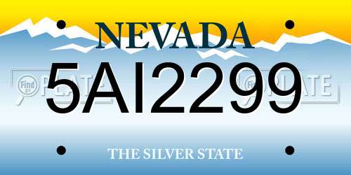 5AI2299 Nevada License Plate