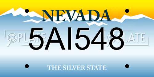 5AI548 Nevada License Plate