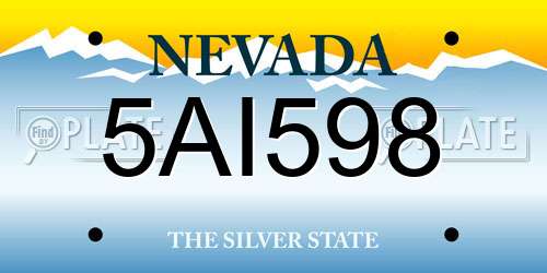 5AI598 Nevada License Plate