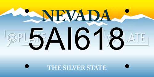 5AI618 Nevada License Plate
