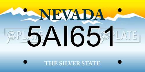 5AI651 Nevada License Plate