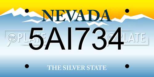 5AI734 Nevada License Plate