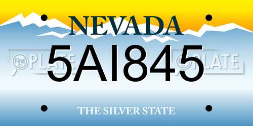 5AI845 Nevada License Plate
