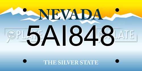 5AI848 Nevada License Plate