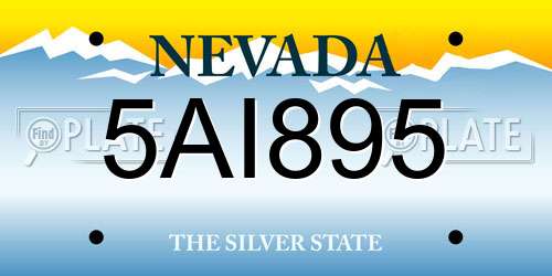 5AI895 Nevada License Plate