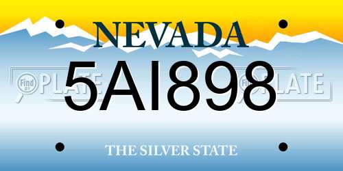 5AI898 Nevada License Plate