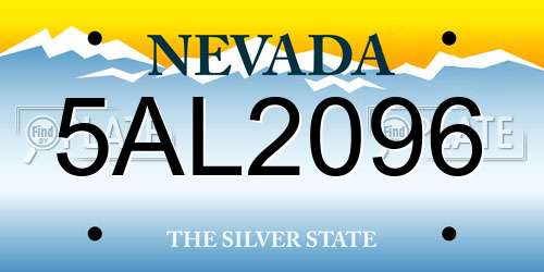 5AL2096 Nevada License Plate