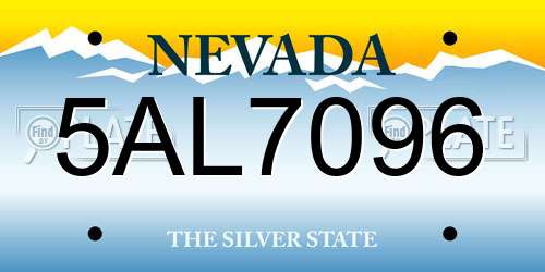 5AL7096 Nevada License Plate