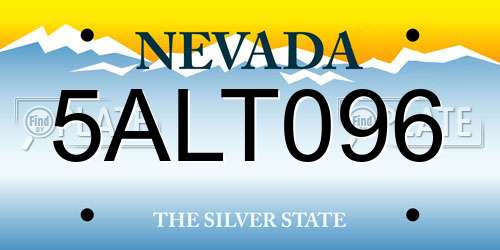5ALT096 Nevada License Plate