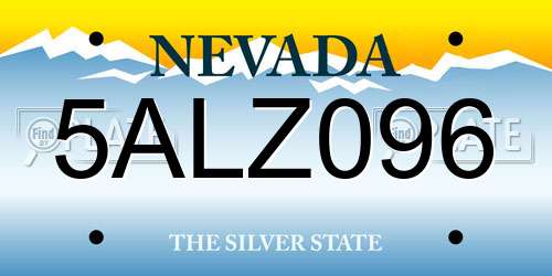 5ALZ096 Nevada License Plate