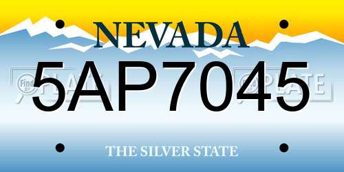 5AP7045 Nevada License Plate
