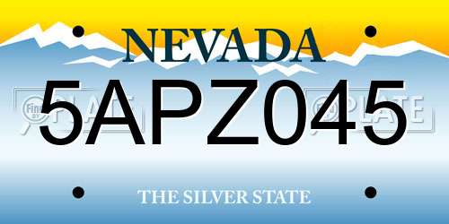 5APZ045 Nevada License Plate