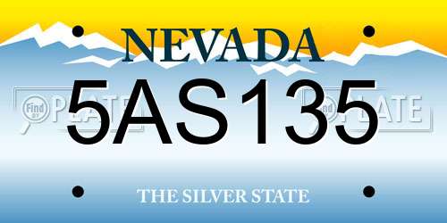 5AS135 Nevada License Plate
