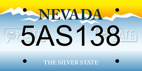 5AS138 Nevada License Plate