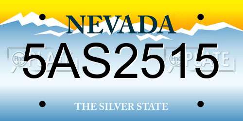 5AS2515 Nevada License Plate
