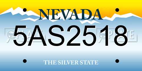 5AS2518 Nevada License Plate
