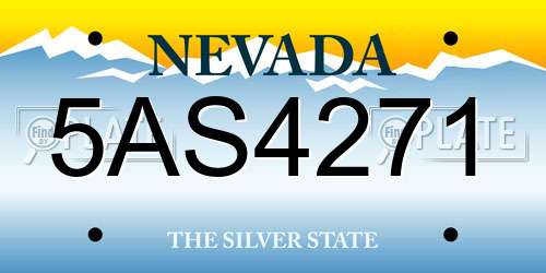 5AS4271 Nevada License Plate