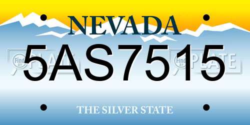 5AS7515 Nevada License Plate