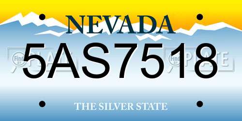 5AS7518 Nevada License Plate